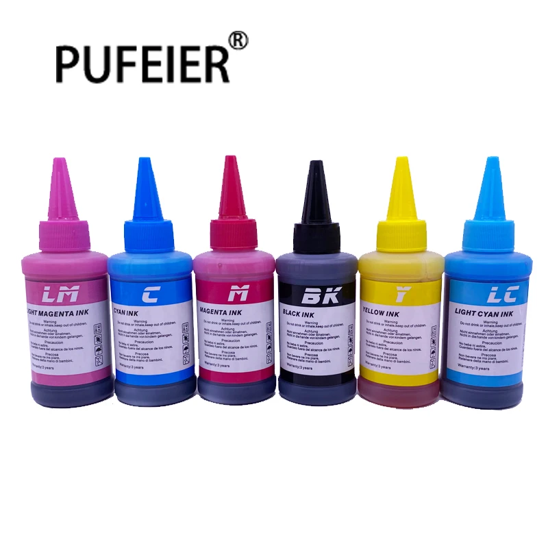 

6 Color 100ML Bottle Bulk Universal Dye Ink Refill Kits Compatible For Epson Canon HP Brother Inkjet Printer Refill Dye Ink