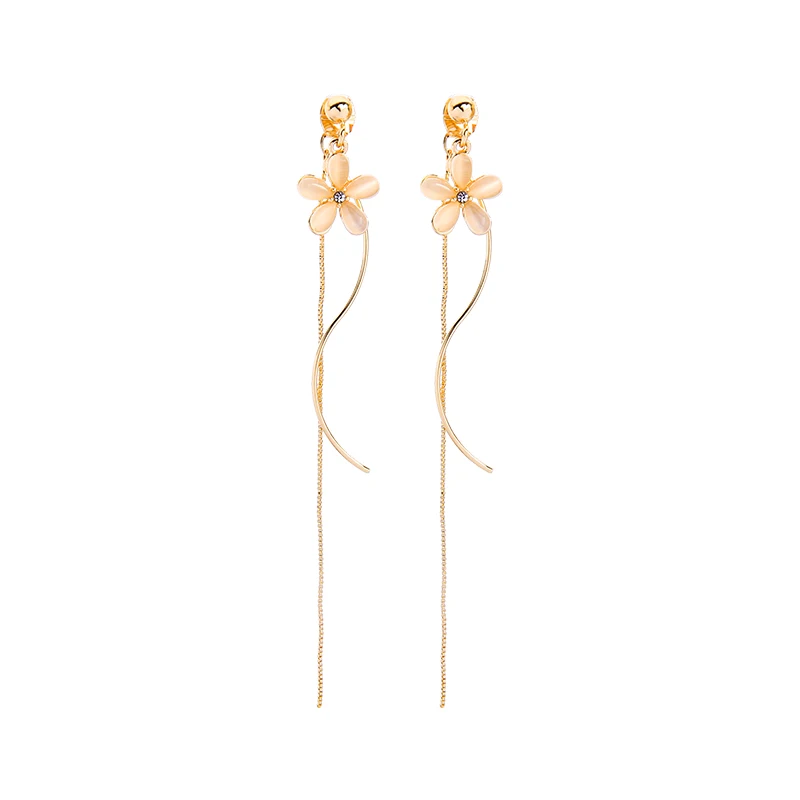 

e982215d Gold Color Delicate Noble Summer Style Flower Shape Handmade Dangle Pendant Earring