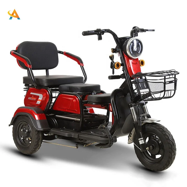 

Adult Rikshaw Electric Tricycle Electrical Cargo Tricycle 3 Wheels For Sale, Red