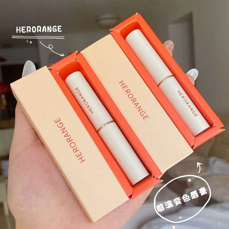 

HERORANGE TC313 orange matte lipstick 3colors moisturizing customer logo make up lipsticks change color with temperature