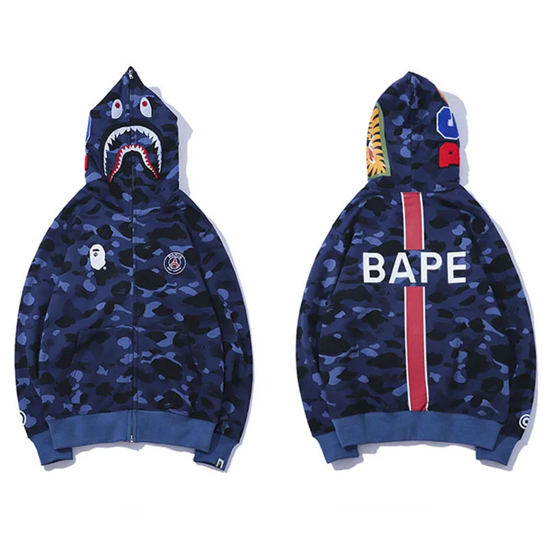 

Bape Shark Hoodie Warm Trendy Fashion Brand Shark Cotton Sweatshirt Mens Bathing Ape Hoodie