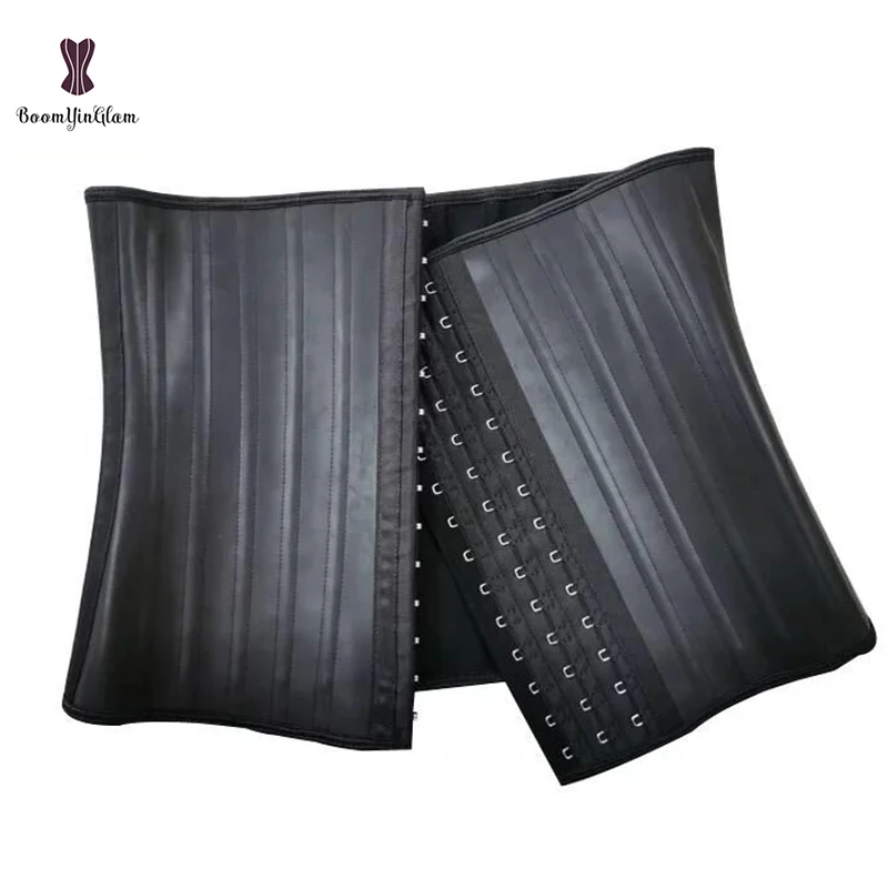 

Glossy Latex Rubber 25 Steel Boned 29.5CM Ann Cherry Waist Trainer Corset Slimming Belt Women, Black,nude