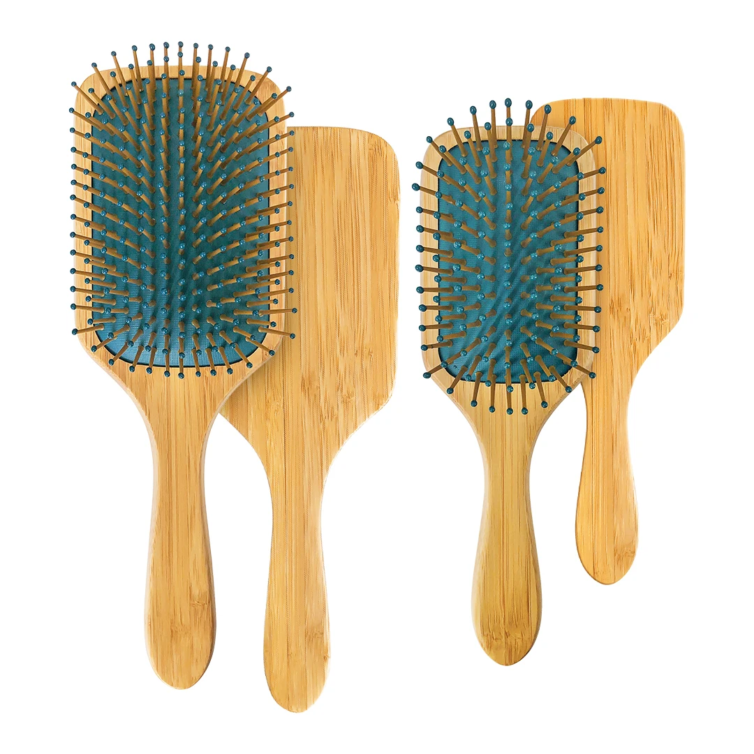 

New Arrivals Eco-friendly Bamboo Wood Detangle Paddle Brush Massage Scalp Hair Brush Air Cushion Hair Smooth Brush, Natural