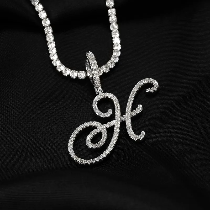 

Silver plated cursive letter pendant customized name necklace personalised