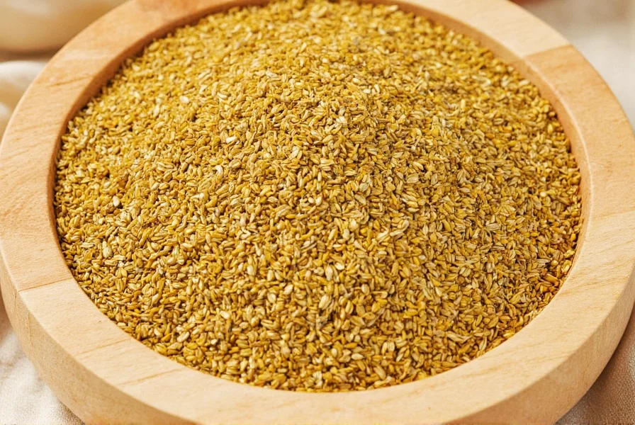 Close-up of various mustard seed substitutes including mustard powder, turmeric, and celery seeds arranged in small bowls