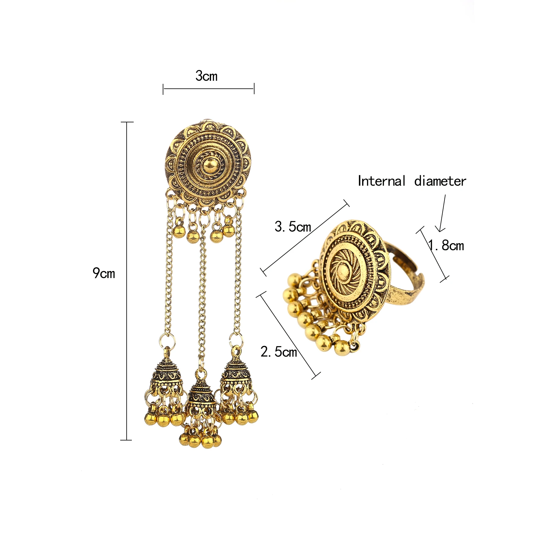 

Best Selling Retro Ethnic Style Exaggerated Pendant Personalized Earring Set Earrings, Gold