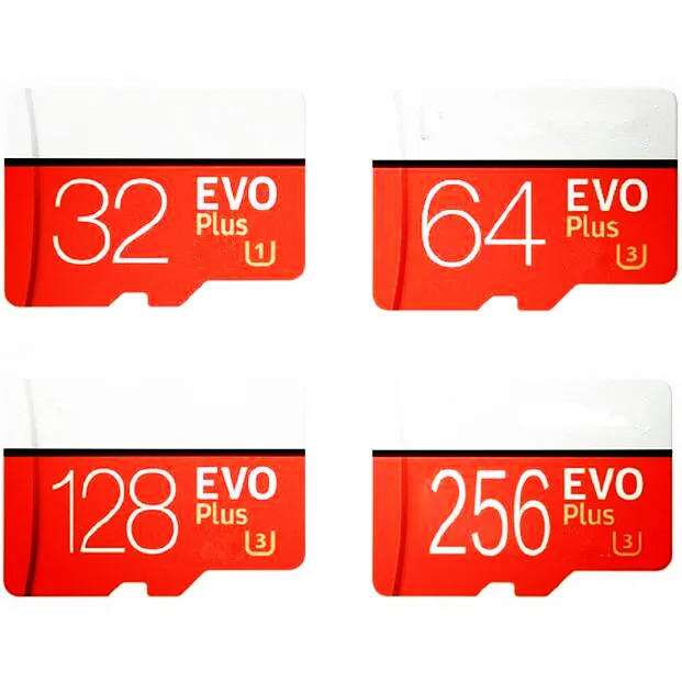 2019 Wholesale Evo Plus Class 10 Memory Cards Real Capacity 32GB 64GB 128GB 256GB Micro TF SD Card with Free Adapter