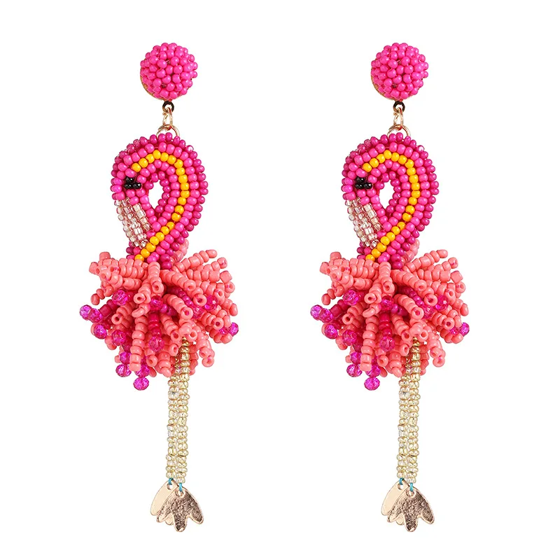 

SH056 Flamingo white dragon horse Fish Original Hole beaded earrings female wholesale