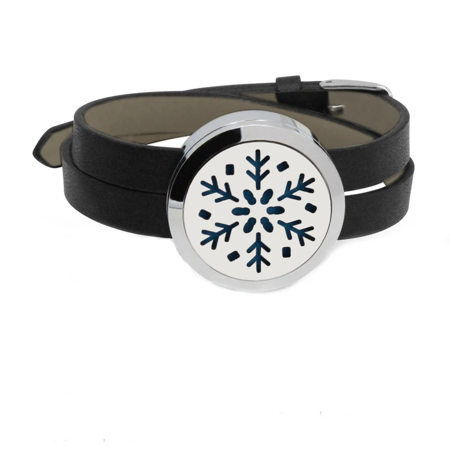 

Wholesale stainless steel essential oil bracelet with leather