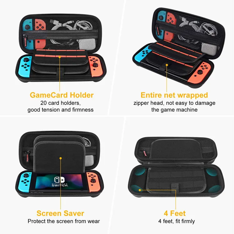 

Custom Portable Shockproof Dust-Proof EVA Storage Boxes for Nintendo Game Console Switch, Black/customizable