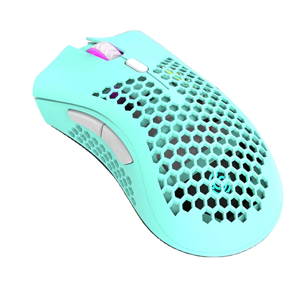 

2.4GHz Wireless Mouse 1600DPI Adjustable USB Rechargeable Honeycomb RGB Optical Mouse For Laptop PC