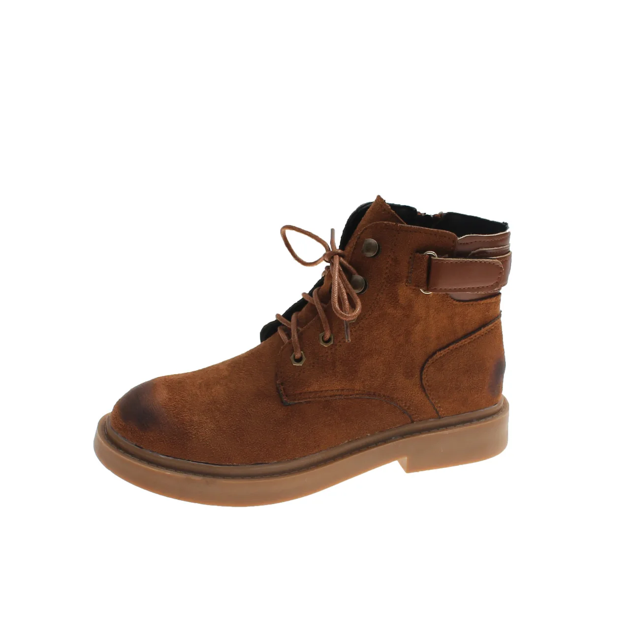 

2021 Amazon New Arrivals Women's Boots Round Toe Strap Frosted Flat Bottom Women's British Style Ankle Boots