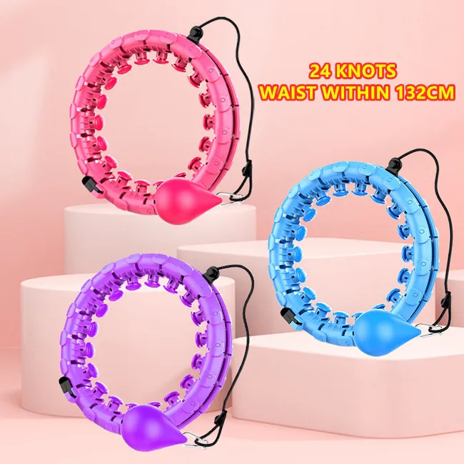 

Drop Shipping New 24 Detachable Knots Adult Fitness Smart Weighted Hoola Hoop Hula Ring Hula Hoops with Weight, Pink/purple/blue