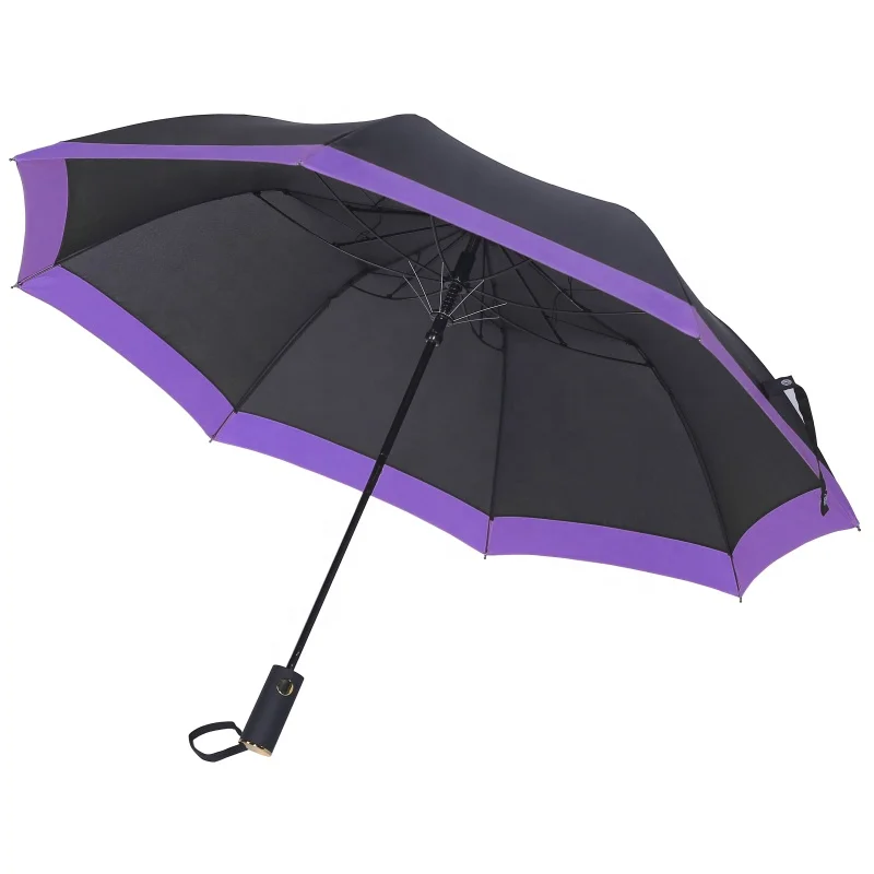 

Cheapest China 2 fold colorful easy automatic foldable auto open cheap promo navy blue umbrella with rubber handle, Purple color 2 fold cheap water resistant umbrella