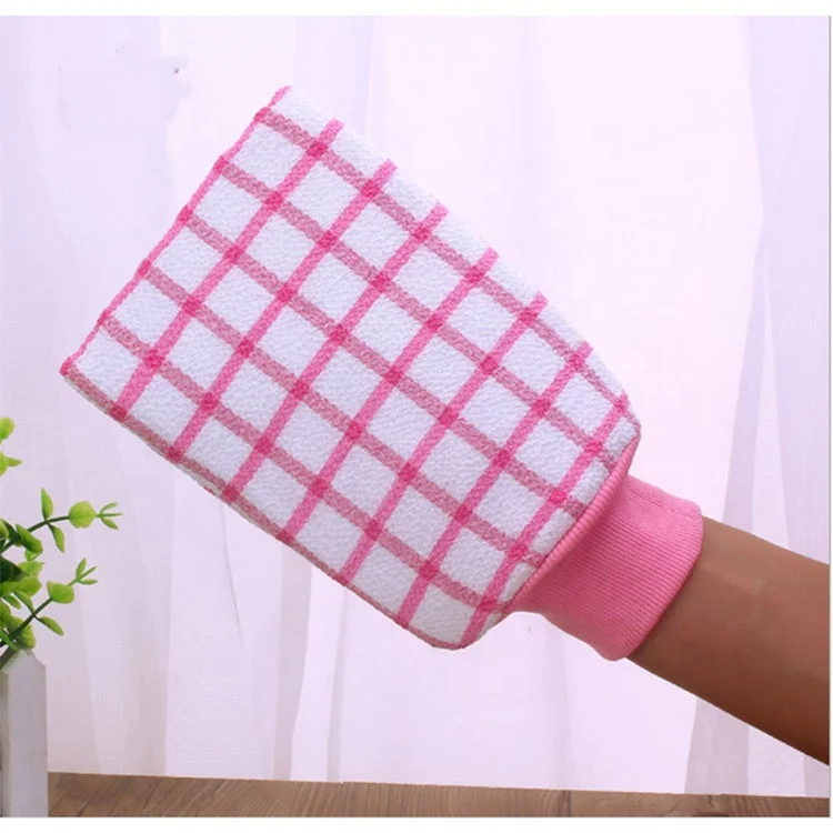 

Professional Plaid Bath Scrubber Glove Stretch Body Shower Exfoliating Bath Glove, Pink, yellow, blue