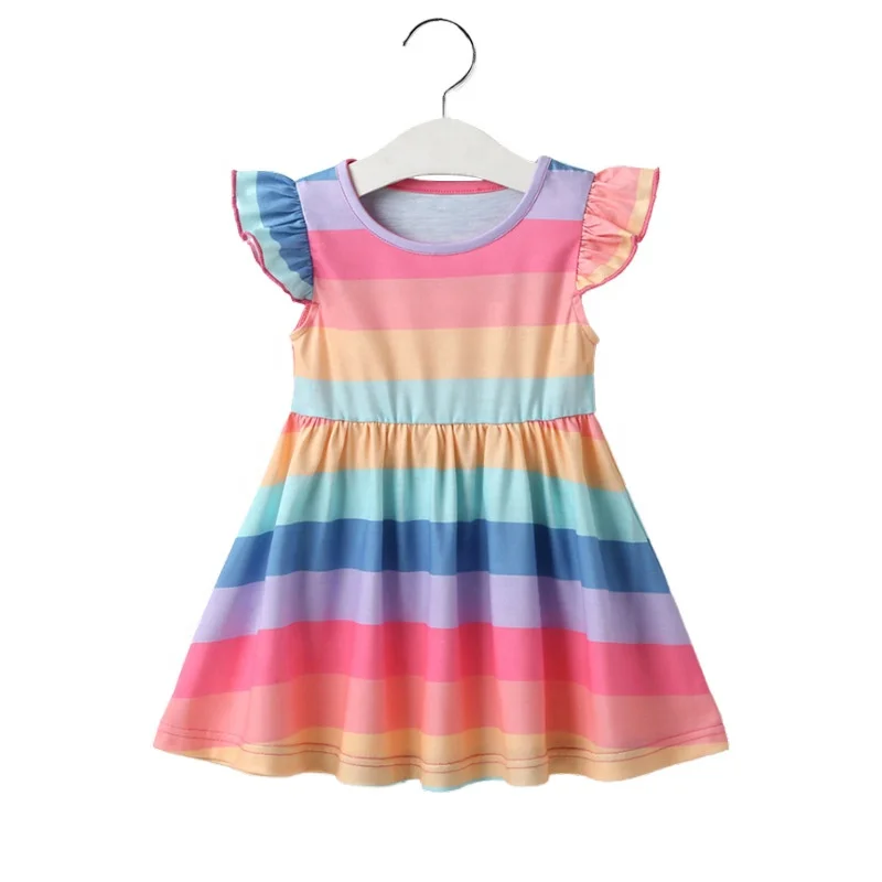 

New Toddler Baby Girl Backless Rainbow Sling Dress Casual Summer Frocks 2-6 Years Girls Sleeveless Princess Dress Kids Clothes