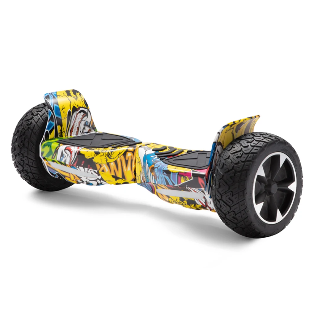 

Hoverboard 8.5 Inch Graffiti Yellow Off-Road Electric Scooters LED Key Bag Self-balancing Hoverboard, Black