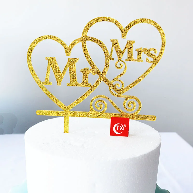 

wedding Acrylic Cake Topper Flower "Mr&Mrs" Wedding Acrylic Cake Topper For Wedding Birthday Party Cake Decorations, As picture