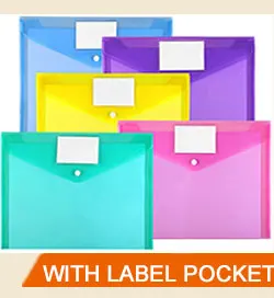 MILOLO Plastic Envelopes Document Folders 10 Pack US Letter A4 Size Transparent File Envelopes with Label Pocket& Snap Closure Clear Filing Envelopes for School/Home/Work/Office 