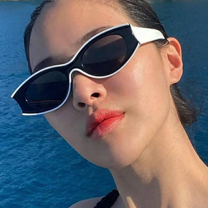 

Modern Contrast Color Woman Sunglasses Personality Concave Frame Oval Male Trend Ins Street Photography Glasses Sunglasses, 8 colors