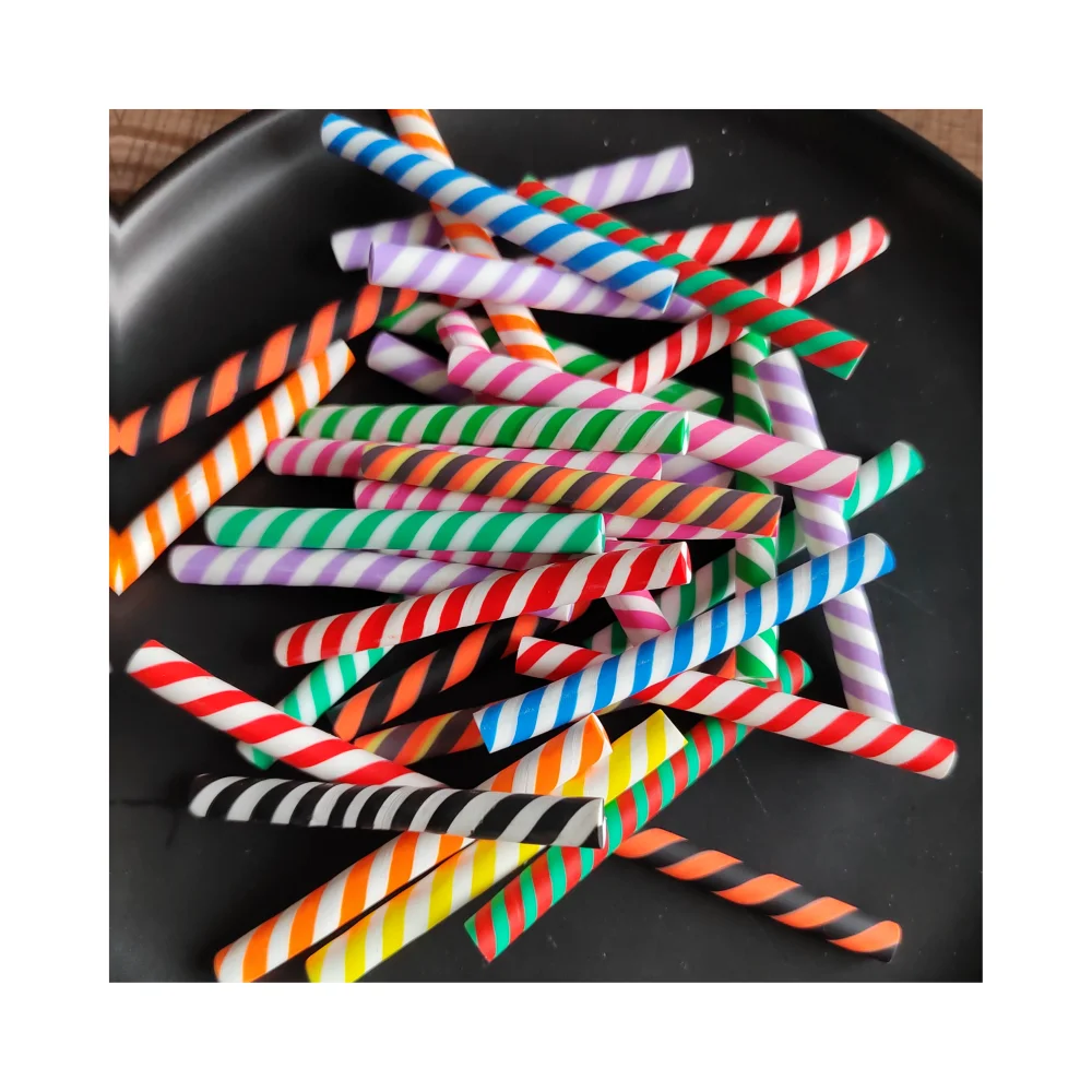 

Mix Colors Clay Candy Cane Swirl Peppermint Sticks Charms Simulation Candies Charm Cabochons For Christmas Decor