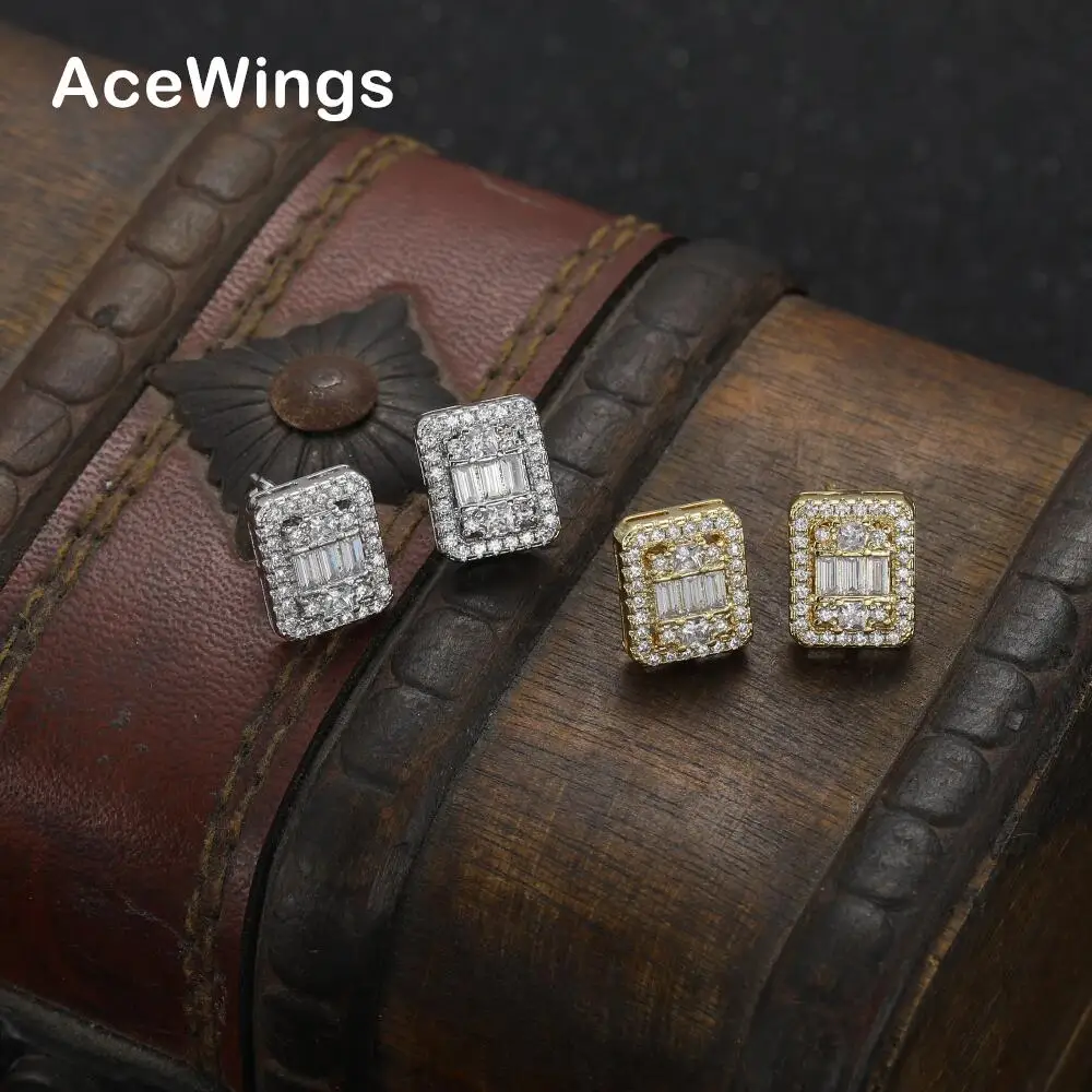 

E023 Hip Hop CZ earrings women Brass setting zircon stud earrings