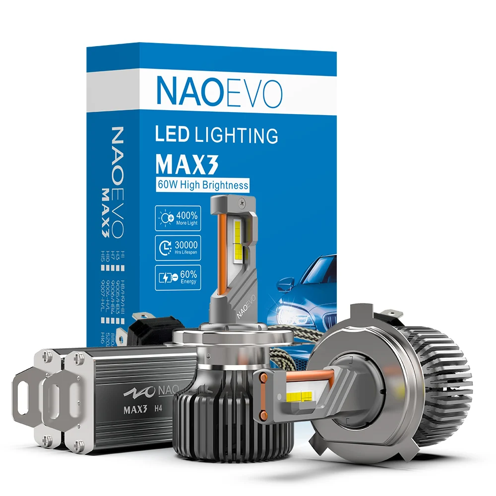 

NAO Hot Sell MAX3 120W 13000Lm Automotive H1 H15 9005 Led Headlight Bulb H11 12V Canbus Kit Faros Auto Led H7 Light Car H4 Led