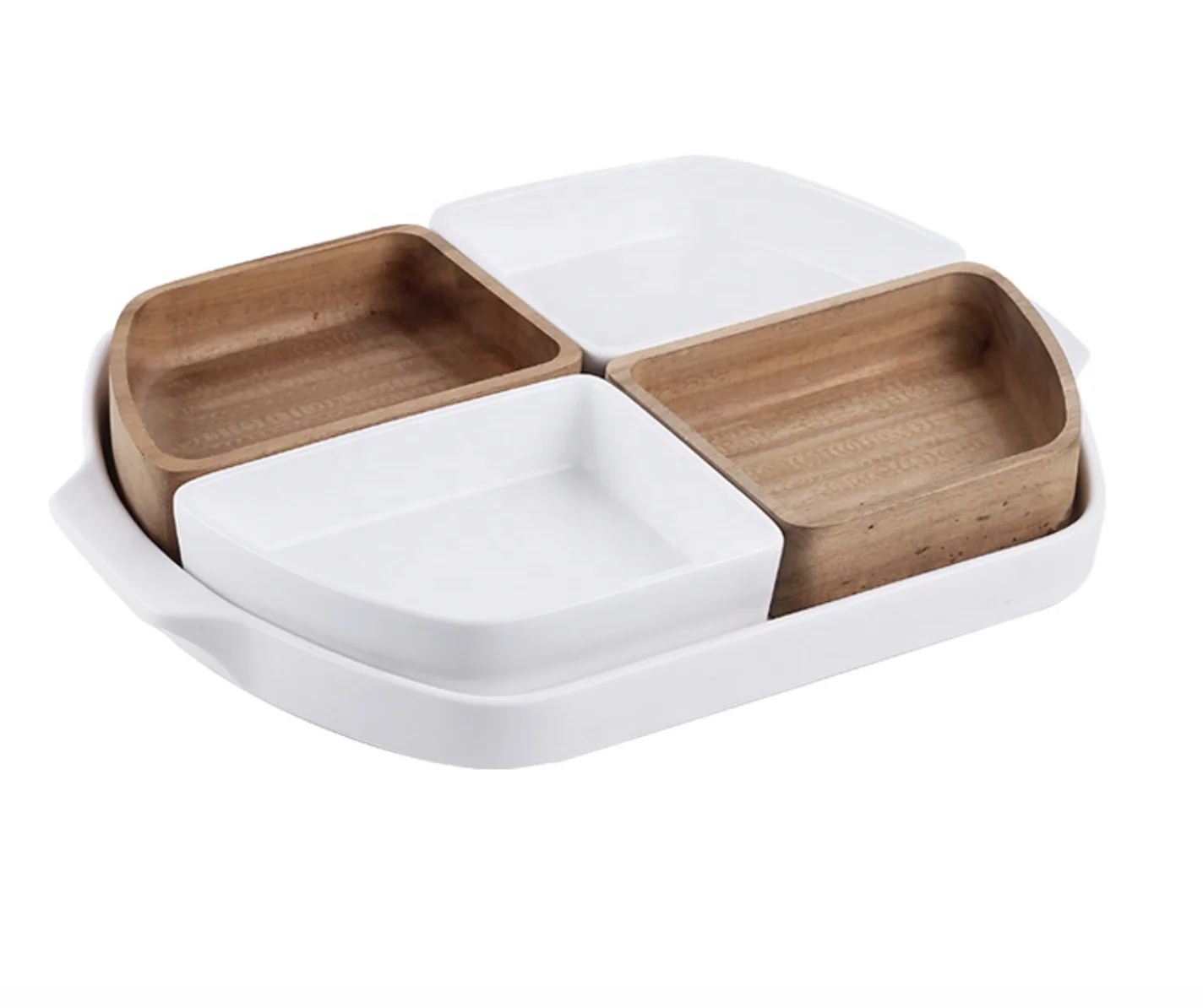 

Cross-border European dry fruit tray living room creative partition wooden snacks candy New Year fruit tray nut plate
