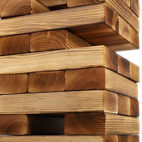 
WAFFLE GAMES Classic Burned Giant Tumbling Tower wood block stacking game - 66PCS 