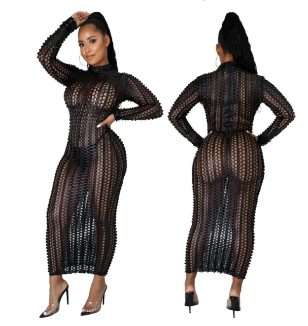

Women Winter New Fashion Long Dress Sexy Club Dresses Plus Size Dresses, Picture color