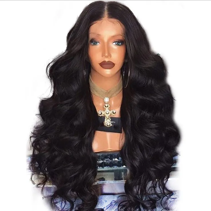 

Medium point big wave long curly hair wig fluffy black natural long wave wig