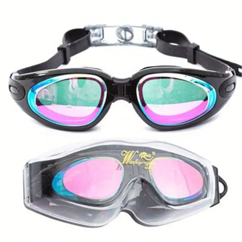 

Silicone Swim Glasses Waterproof No Leaking Anti Fog UV Protection Swimming G-oggles, Yellow/red/black/blue/silver