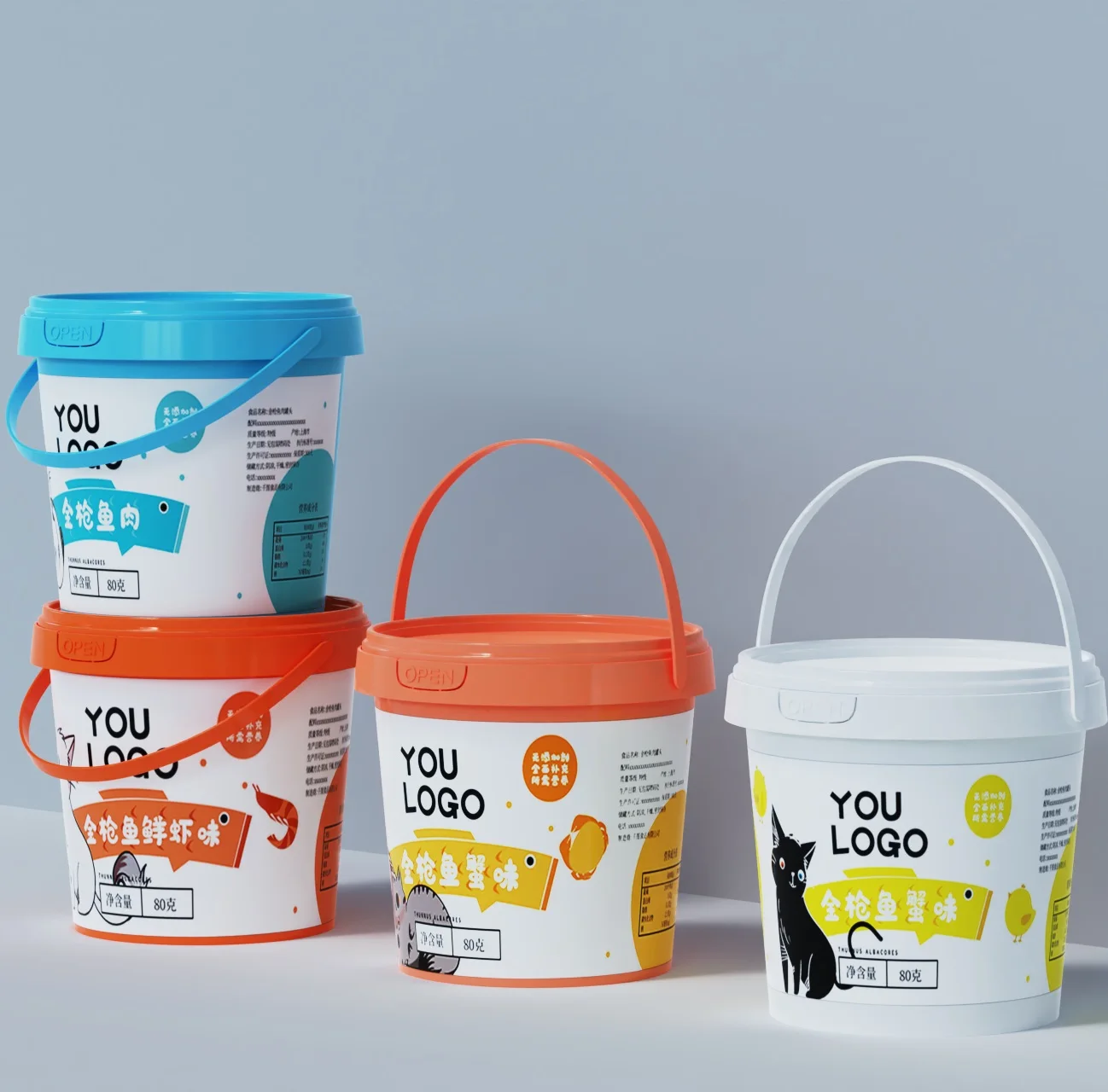 Airtight Peanut Butter Shea Butter Bulk Food Storage Packaging Bucket 300ml~10L for Cotton Candy Biscuit IML Bucket