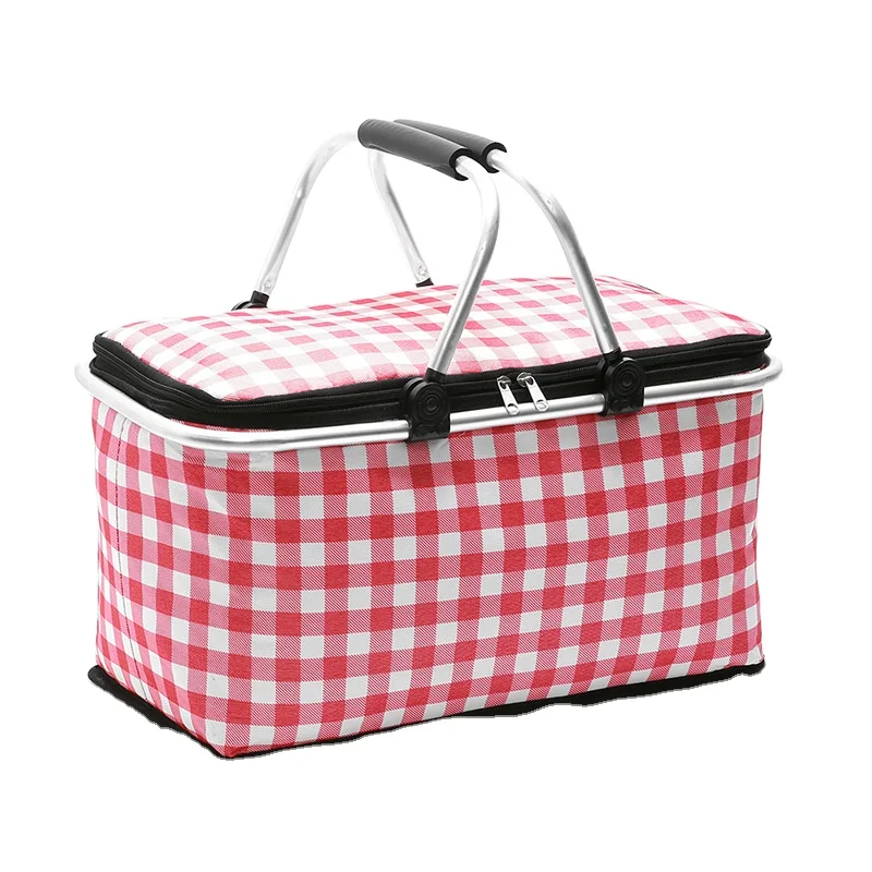 

Folding Market Picnic Tote Cooler Custom Insulated Collapsible Basket Bag