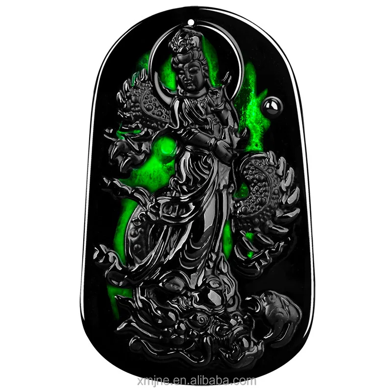 

Certified Grade A Natural Ink Green Jadeite Riding Dragon Guanyin Dragon Brand Jade Pendant Ice Seed Pendant Wholesale