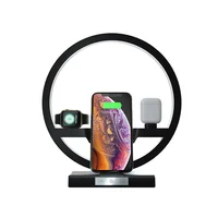 

Phone Watch Earphone Dimmable LED Desk Table Lamp Fast Wireless Charger Dock Station