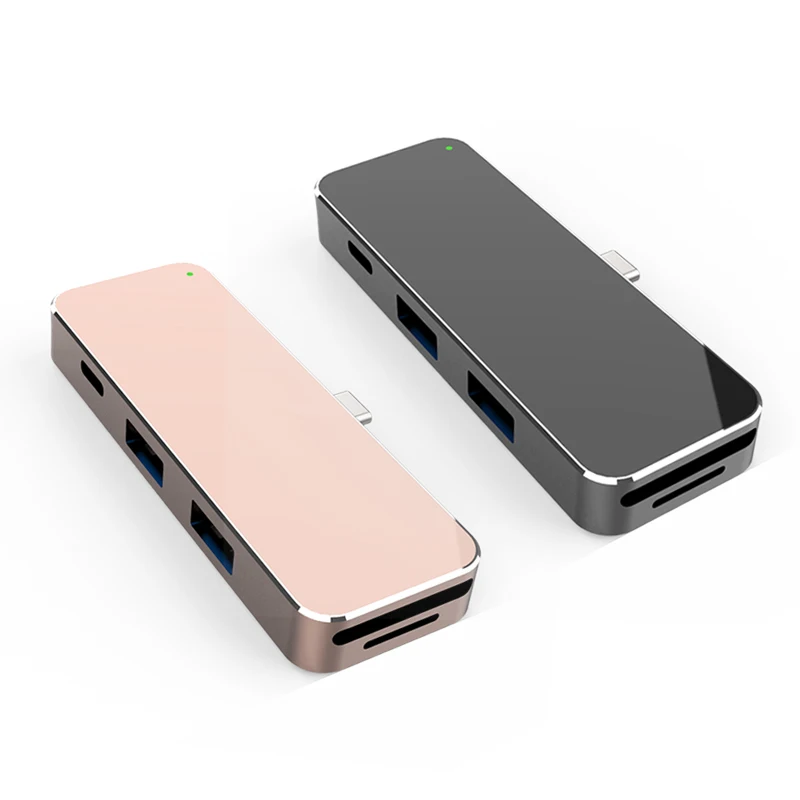 

6 in 1 Multifunction PD Fast Charging 60W Micro Usb 3.0 C Hub Concentrator For Surface Go, Black, rose gold, silver