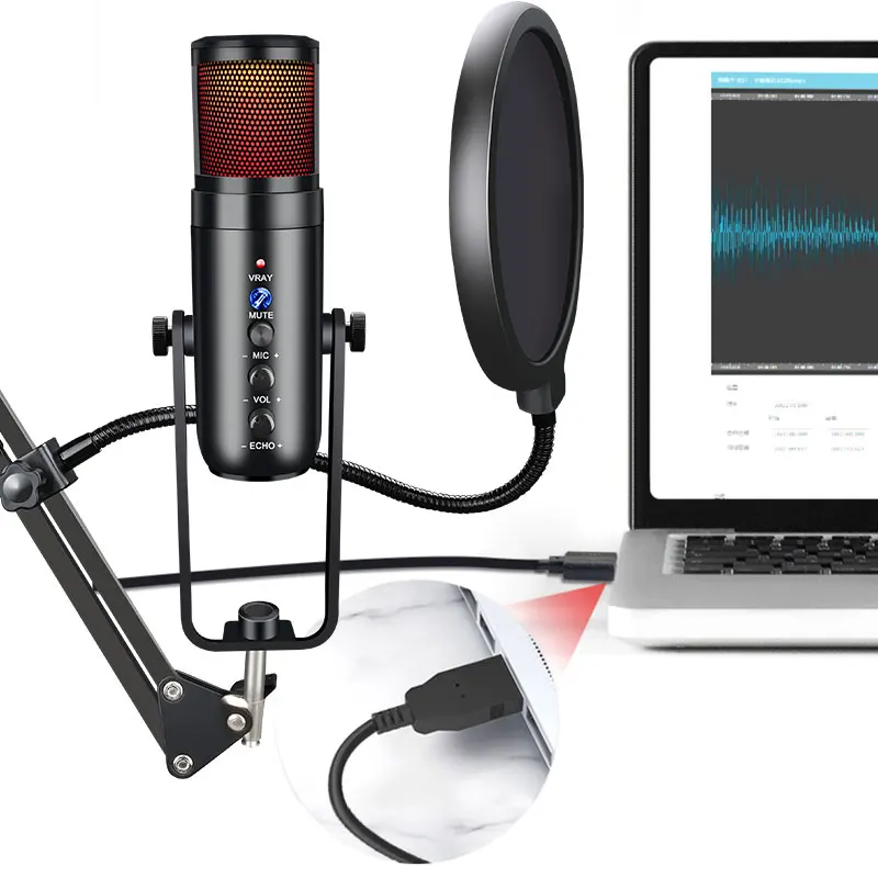 

USB RGB microphone best price microphone for live streaming easy disassemble bidirectional MIC