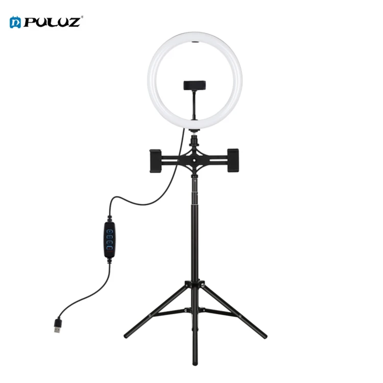 

Factory Price Puluz USB 3 Modes Dimmable Dual Color Temperature LED Ring Vlogging Video Light Live Broadcast Kits