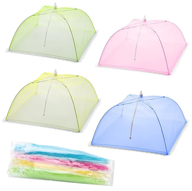 

Clear Plastic Round Knob Kitchen And Restaurant Plate Foldable Tent Table Mosquito Net Mesh Insulated Food Cover, Customized color