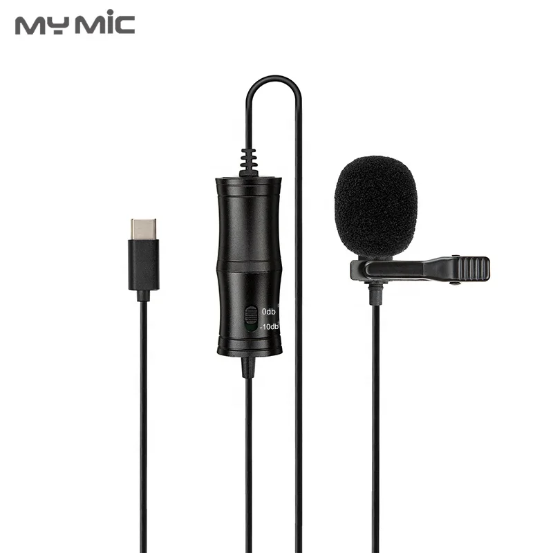 

MY MIC ACN1 Professional Lavalier Clip Microphone Lapel Stereo Wired with Type C plug 6M Cable for Phone Recording, Black