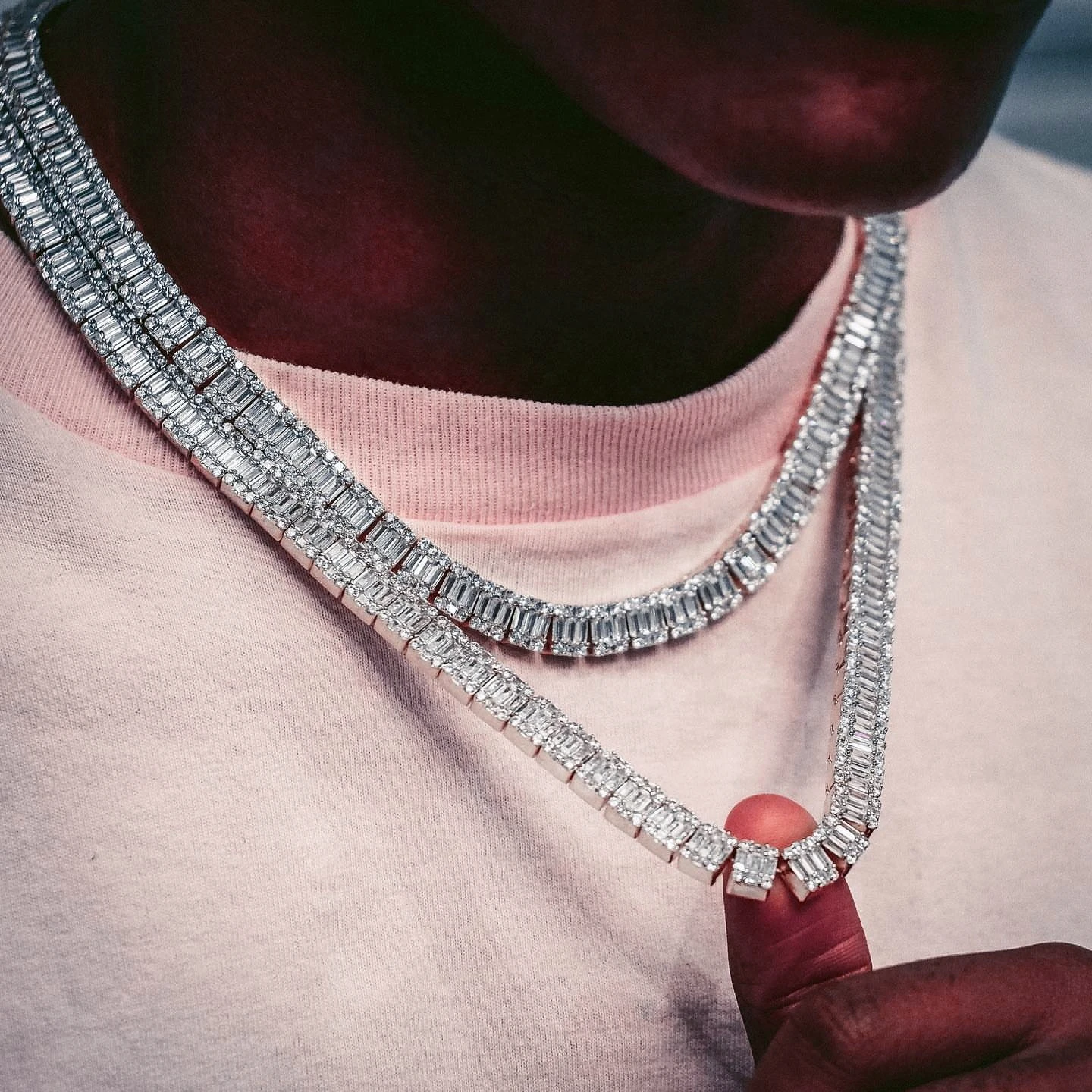 

Iced Out Chain Jewelry Silver White Rose Gold Plated Tennis Choker Necklace Mens Hip Hop Diamond Tennis Chain for Women, Gold/silver
