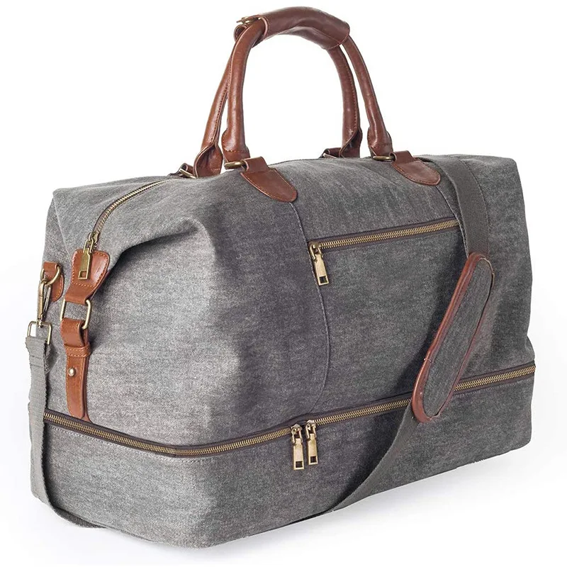 

DB074 Amazon canvas extra large designer weekender duffel bags gym carry on custom duffel bag, Gray