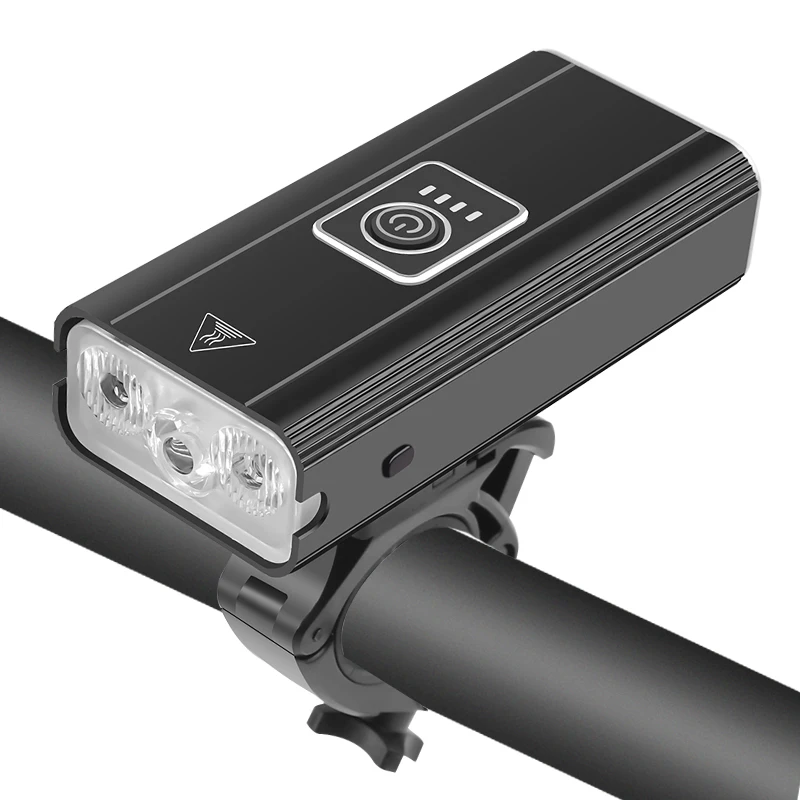 

New 2400mAh Bicycle Light 3*T6 USB Rechargeable Bike Lamp IPX5 Waterproof LED Headlight As Power Bank MTB Bike Accessories, Black