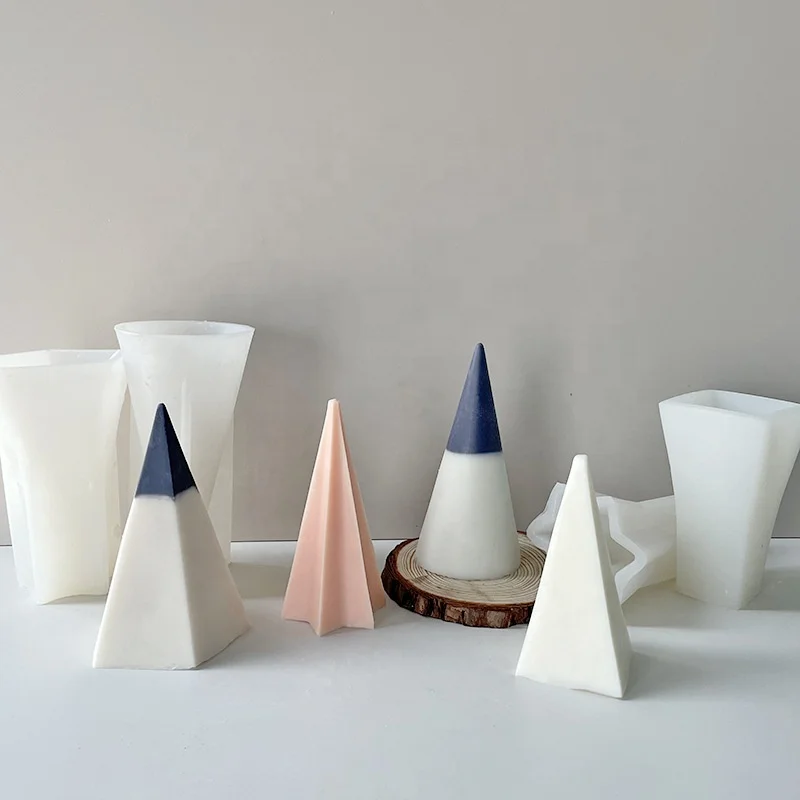 

High quality 3D Geometric Conical Candle Silicone Mold Simple DIY INS Style Decoration Scented Candles Mold, White