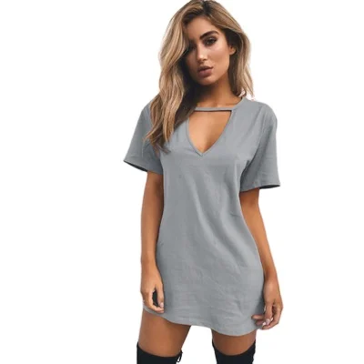 

New Hot Summer Casual Wholesale Women's V-neck Halterneck Hollow Dress, Shown