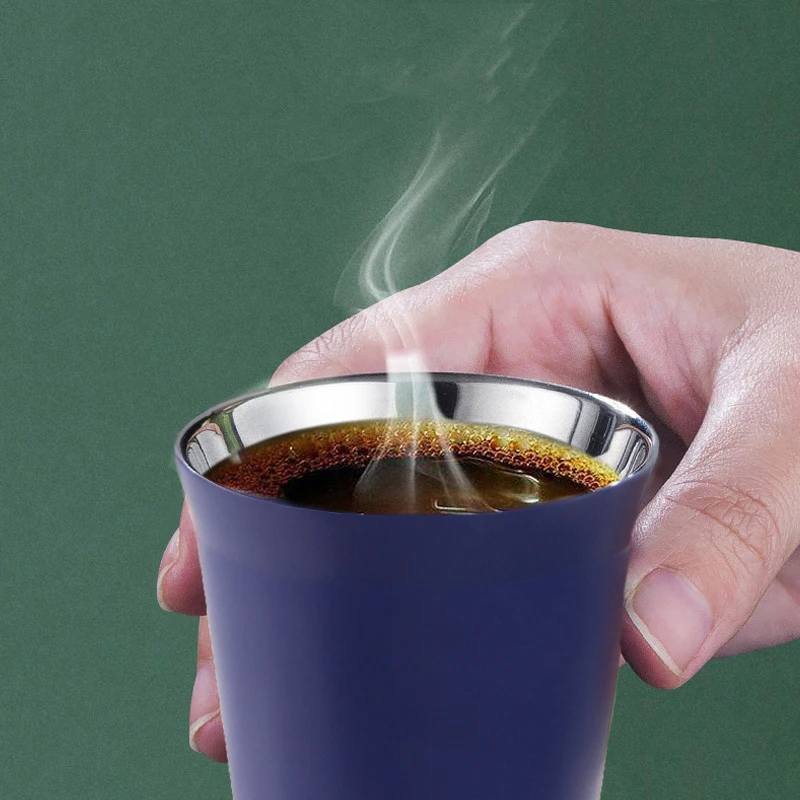 

304 stainless steel double layer coffee cup insulated small wine tumbler custom logo, Customized color acceptable