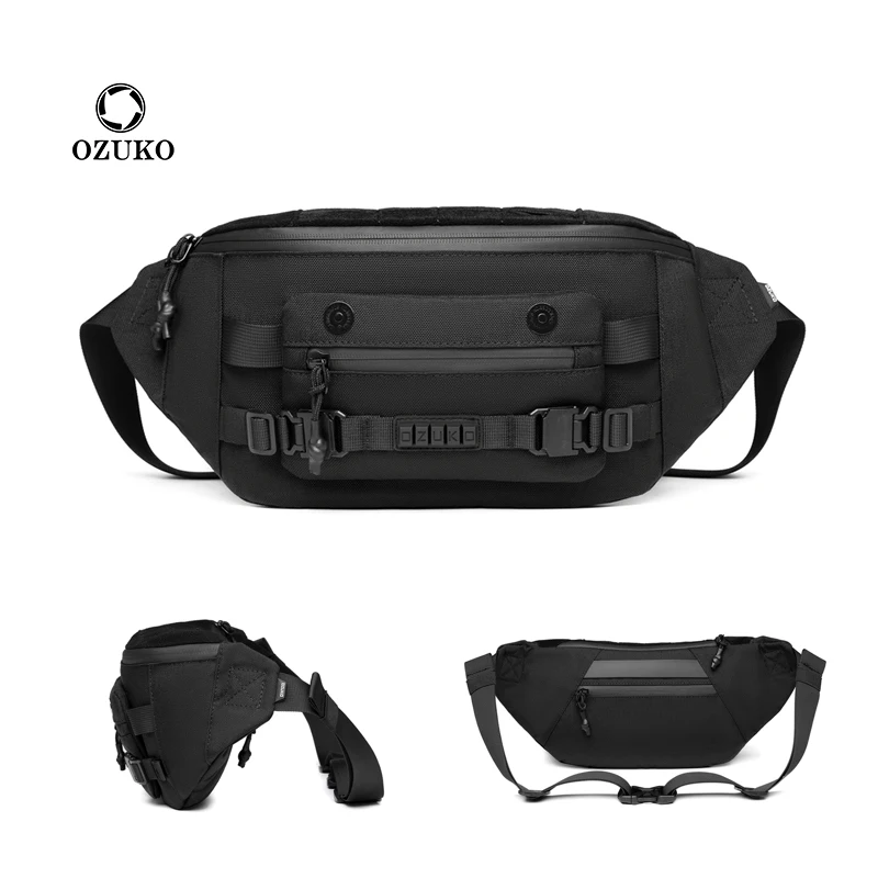 

OZUKO 9681 Outdoor Sports Waist Bag For Men Large Capacity Waterproof Fanny Pack Outstanding Running Gym Hiking Leisure Chest