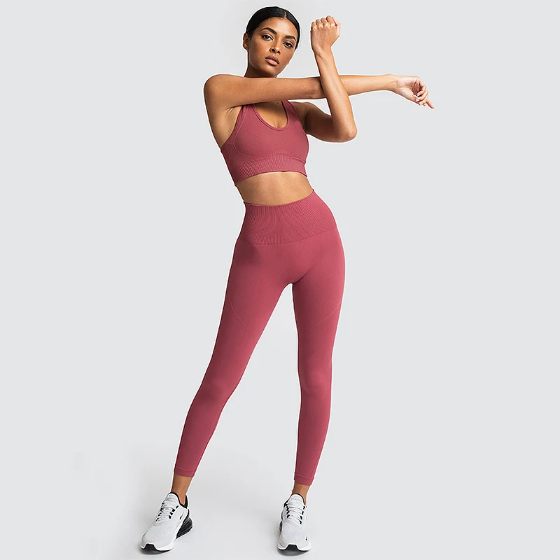 Hot selling seamless yoga set with bar factory price sport Fitness Women Yoga Suit