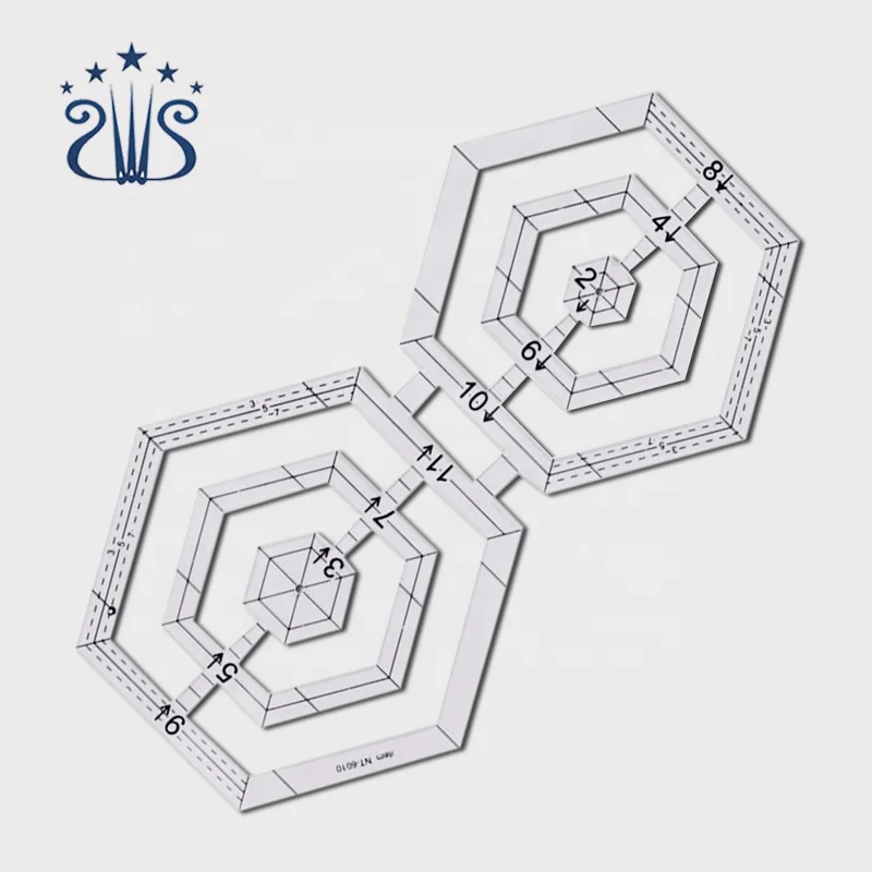 
DIY Sewing Accessory Tools Double Hexagon Patchwork Template Quilting Kit Acrylic Ruler 
